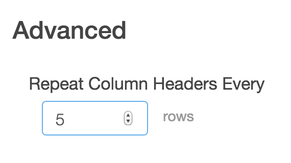 Repeat Column Headers Option for Large Grids