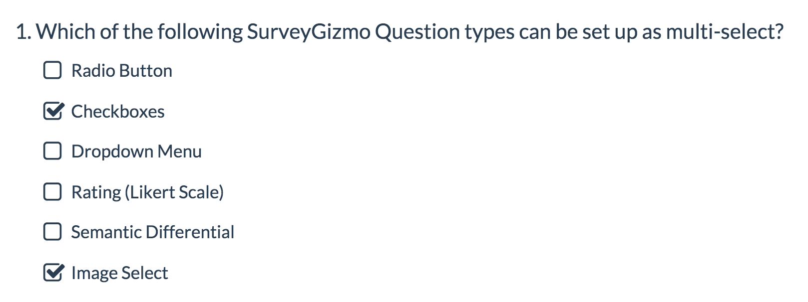 Partially Correct Response for Checkbox Question = 2 Points in Tally Scoring