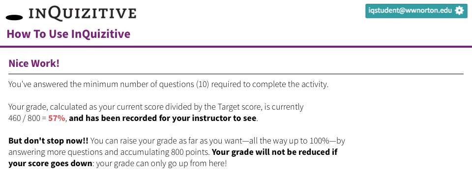 Visual Guide: How To Use InQuizitive Activity | W. W. Norton