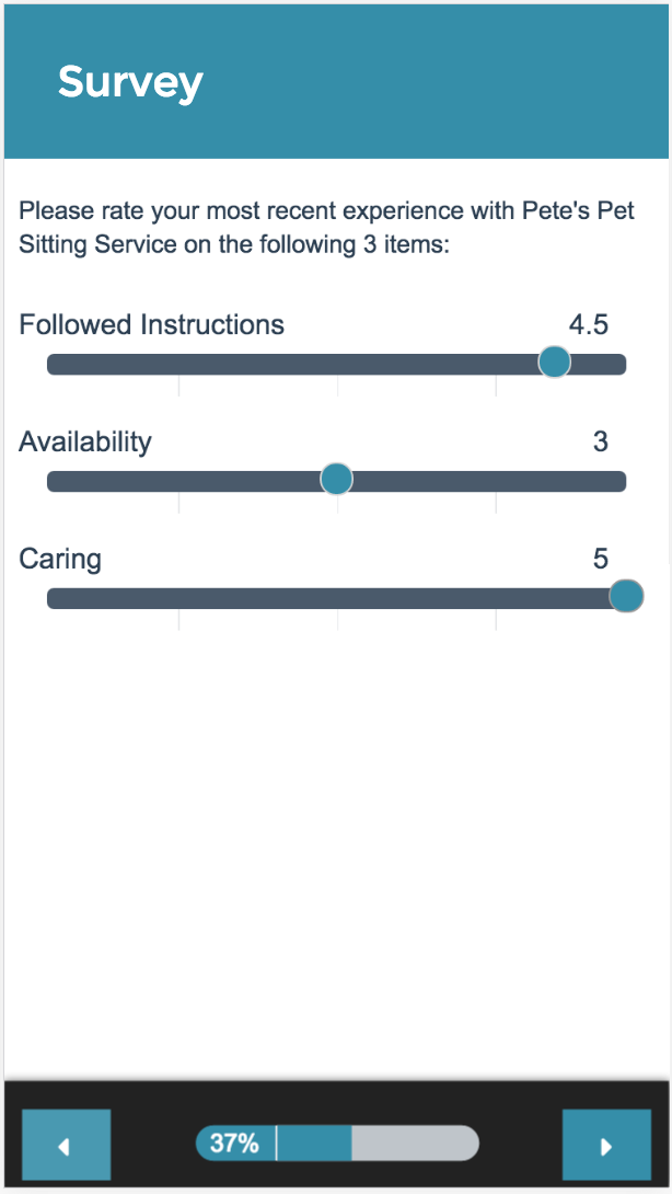 Slider List Survey Taking on Mobile