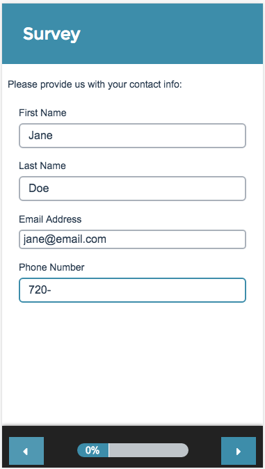 Contact Form Survey Taking on Mobile