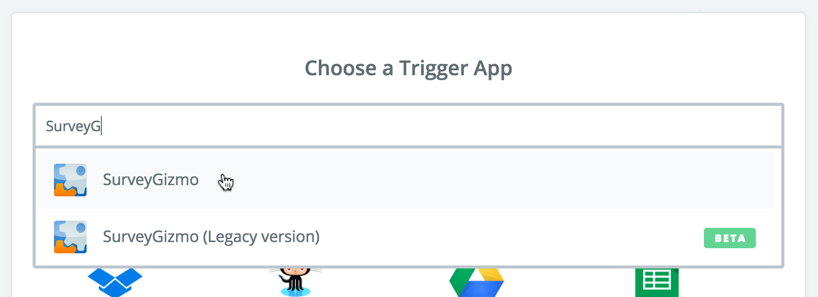 Zapier: Choose a Trigger App