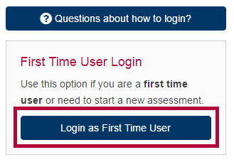 Shows SmarterMeasure Login screen and identifies First Time User Login button.