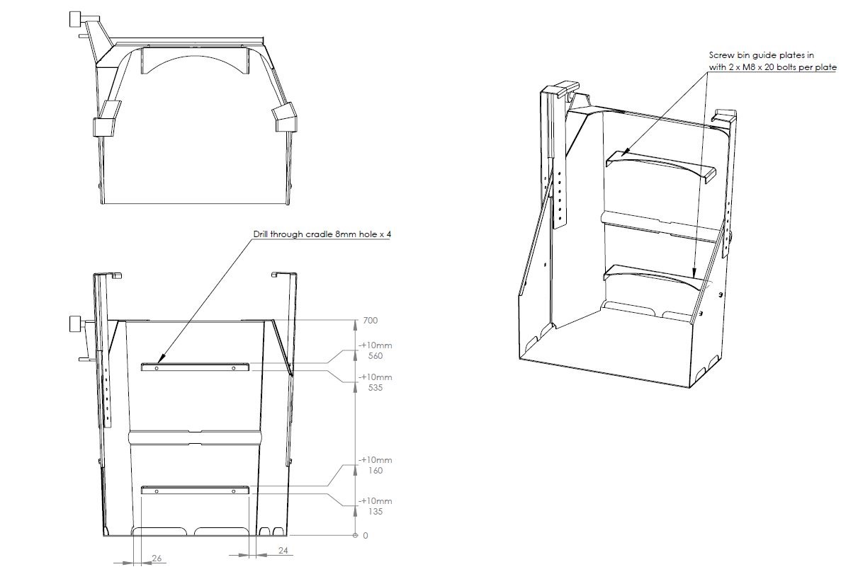 Multi-Tip BRUTE® bin catch-plates layout drawing 3