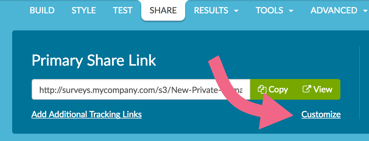 Customize Primary Share Link