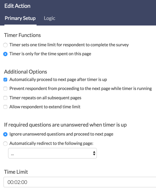 Page Timer: Time on Page Settings
