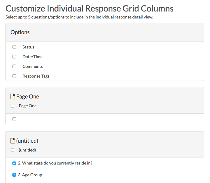 Customize Individual Response Grid - Step 2