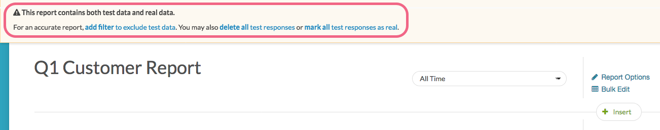 Standard Report Test Responses Notification