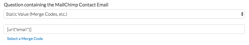 Question containing the MailChimp Contact Email