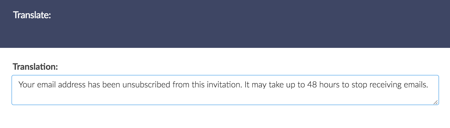Translate Unsubscribe Confirmation Message