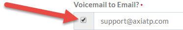 Click the Voicemail to Email? checkbox to enable it.