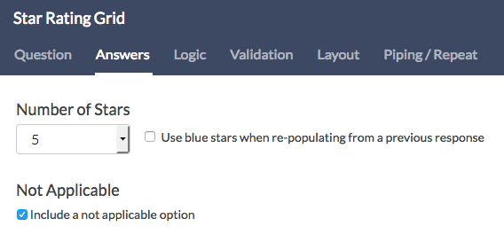 Star Rating Answers Tab