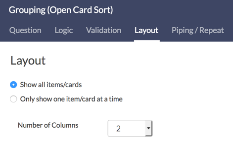 Closed Card Sort Layout Options