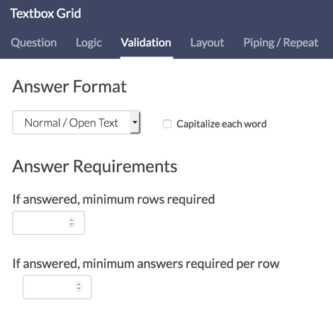 Textbox Grid Validation Options