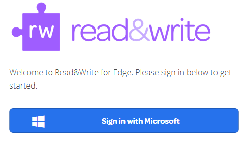 Read&Write for Edge sign in screen