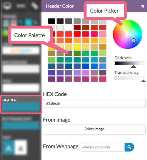 Adjust Color Via Color Palette or Color Picker