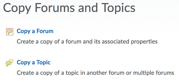 Copy Forums and Topics options screenshot