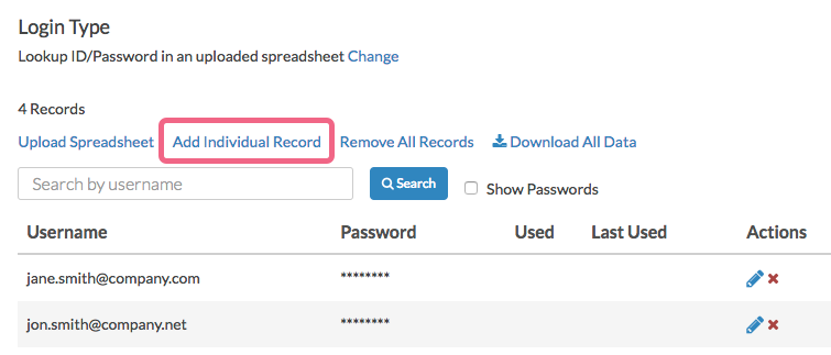 Add an Individual Password Record