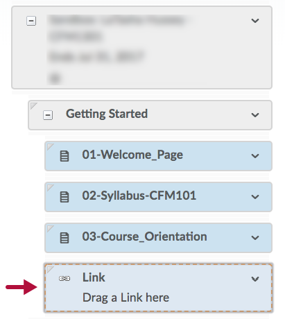 Indicates Link placeholder example in Course Builder