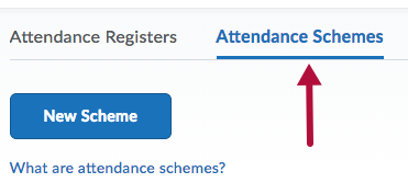 Indicates Attendance Schemes tab on Attendance page