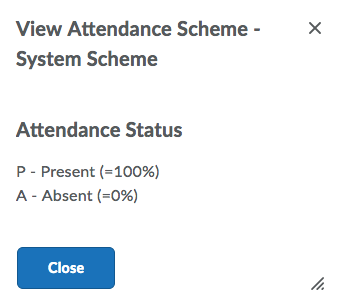 Shows Default System Scheme under View Attendance Scheme