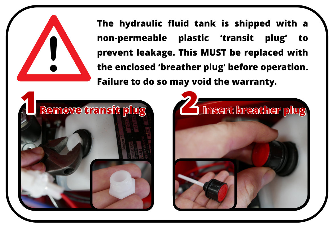 Multi-Tip hydraulic oil tank fitted with plastic breather plug