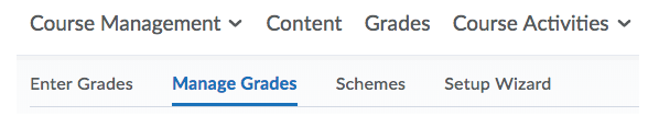 Shows Manage Grades tab on Grades page