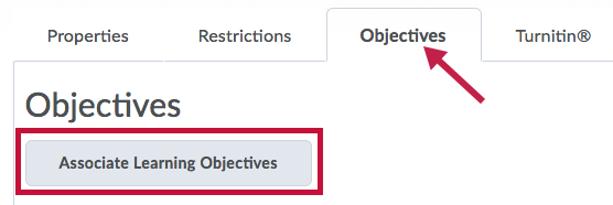 Identifies Associate Learning Objectives button