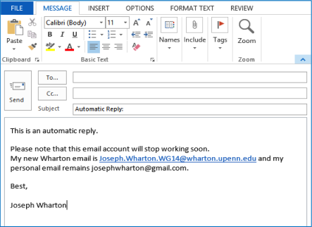 example of automatic reply email