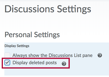Identifies Display deleted posts