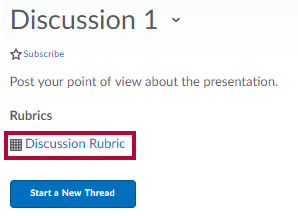 Identifies the discussion rubric.
