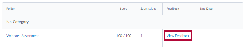 Identifies the View Feedback link beside a graded assignment.