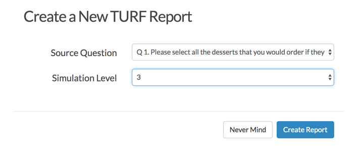 Create New TURF Report