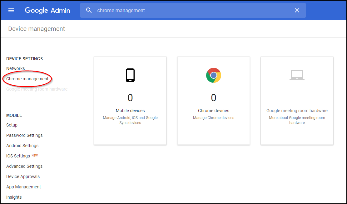 pantalla de gestionar Chrome