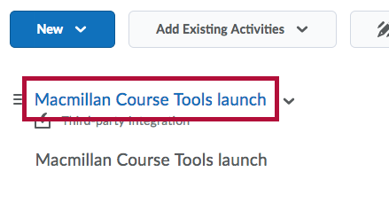 Identifies the Macmillian Course Tools launch link.