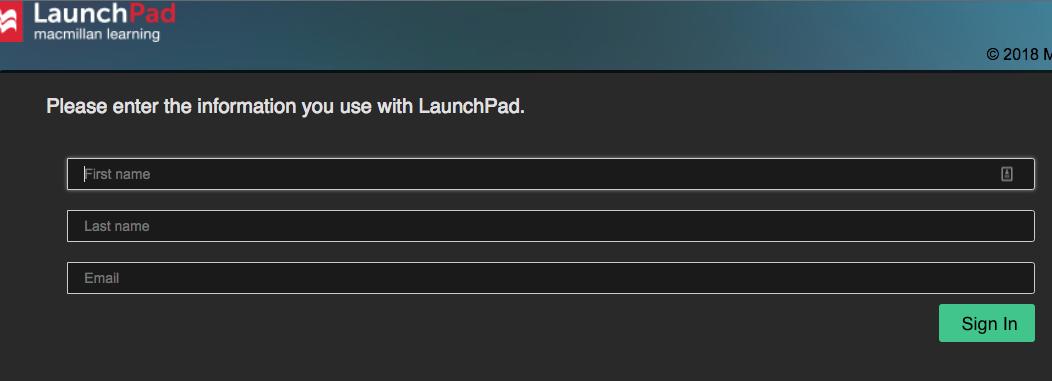Shows the LaunchPad log in screen.