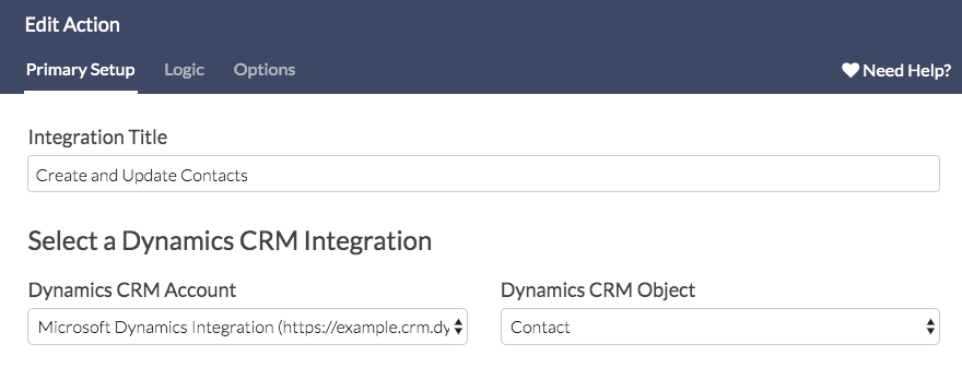 Specify CRM Account and Obejct