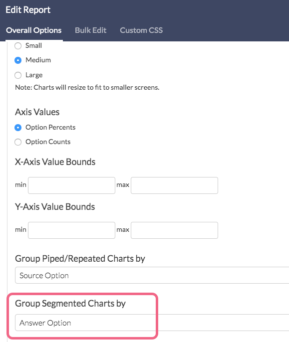 Report Setting: Group Segmented Charts by Answer Option