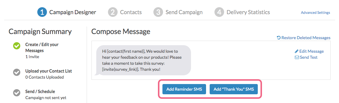 Add a Reminder or Thank You Message to SMS Campaigns