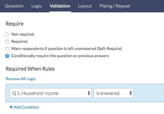 Conditionally Require a Question