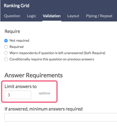 Limit Answers To Setting
