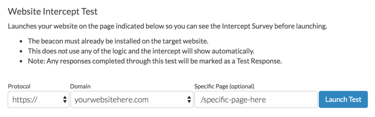 Website Intercept Test