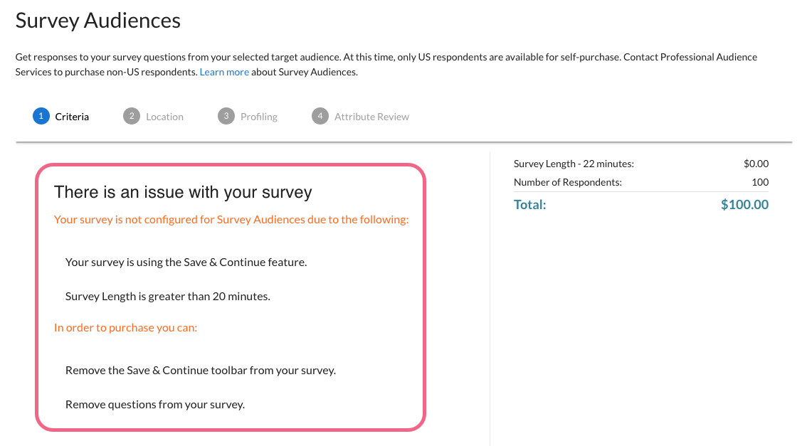 Survey is Not Configured for Survey Audiences