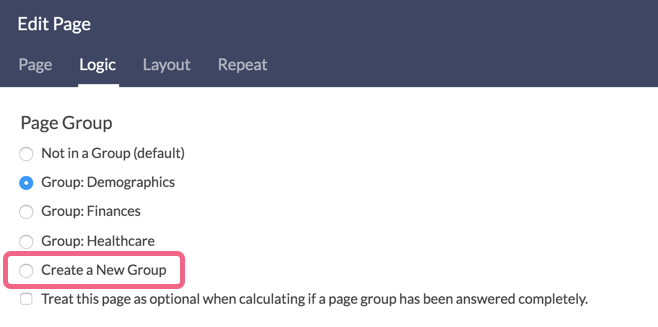 Create New Group or Existing Group