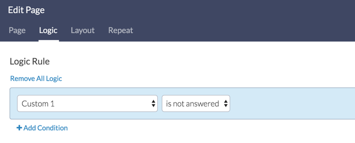 Page Logic Example - Is Not Answered