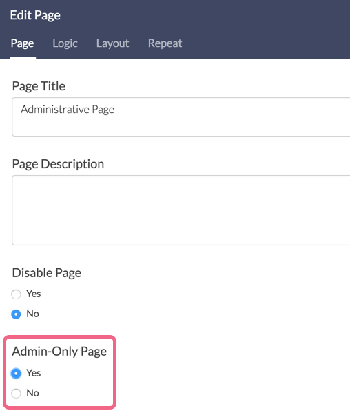 Admin-Only Page Setting
