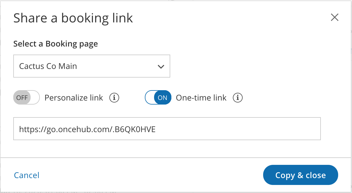 One-time link toggle button