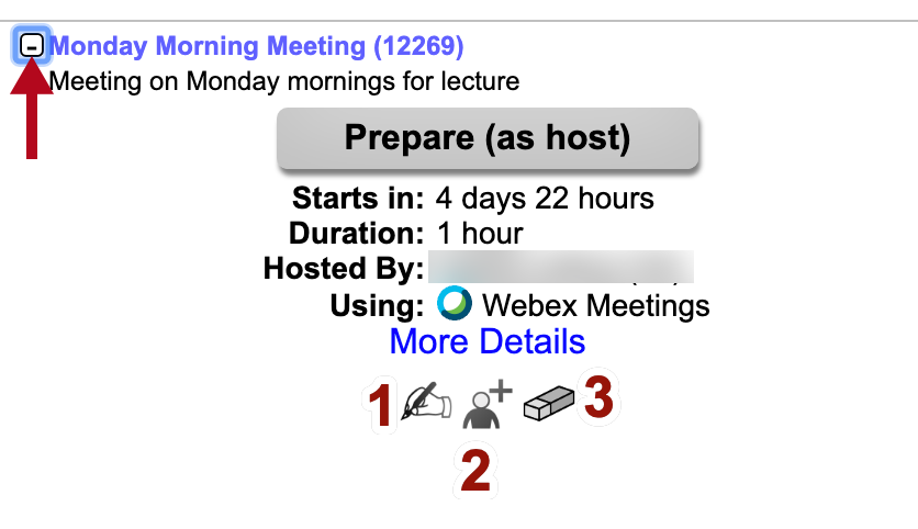Indicates icons under meeting details.