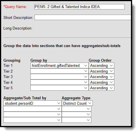 Screenshot of Filter Identifying Gifted & Talented Students with an IDEA indicator