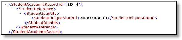 Example StudentAcademicRecord extract in xml format.